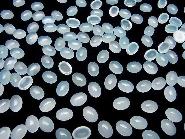 [Video] Sea Blue Chalcedony AAA Oval Cabochon 8x6mm 10pcs