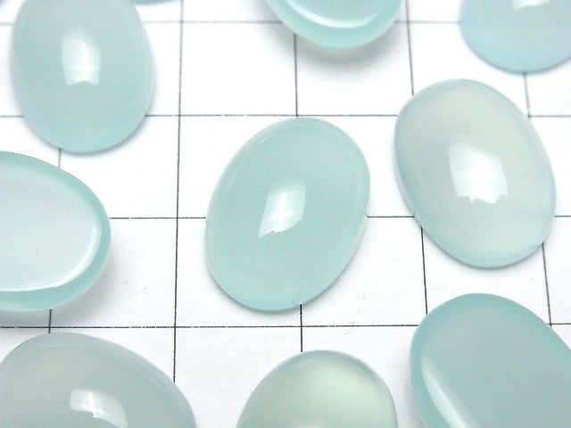 [Video] Sea Blue Chalcedony AAA Oval Cabochon 18x13mm 2pcs