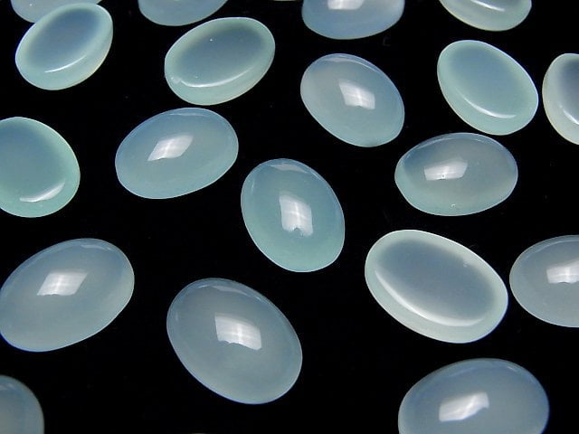 [Video] Sea Blue Chalcedony AAA Oval Cabochon 18x13mm 2pcs