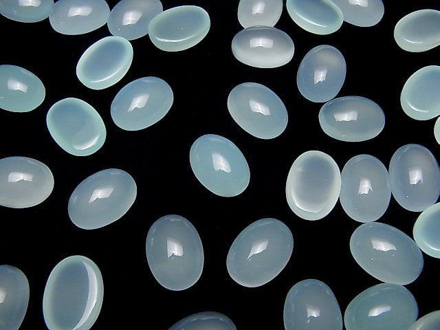 [Video] Sea Blue Chalcedony AAA Oval Cabochon 18x13mm 2pcs