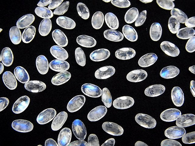 [Video]High Quality Rainbow Moonstone AAA- Loose stone Oval Faceted 5x3mm 10pcs