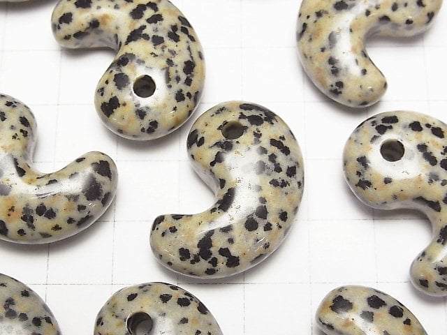 [Video] Dalmatian Jasper Comma Shaped Bead 30x20mm 1pc