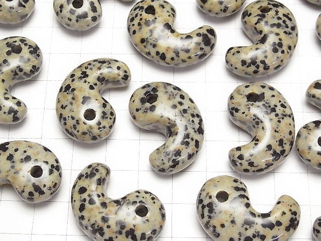 [Video] Dalmatian Jasper Comma Shaped Bead 30x20mm 1pc