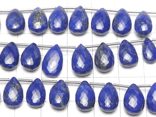 [Video] MicroCut High Quality Lapislazuli AAA- Pear shape Faceted Briolette half or 1strand (8pcs )