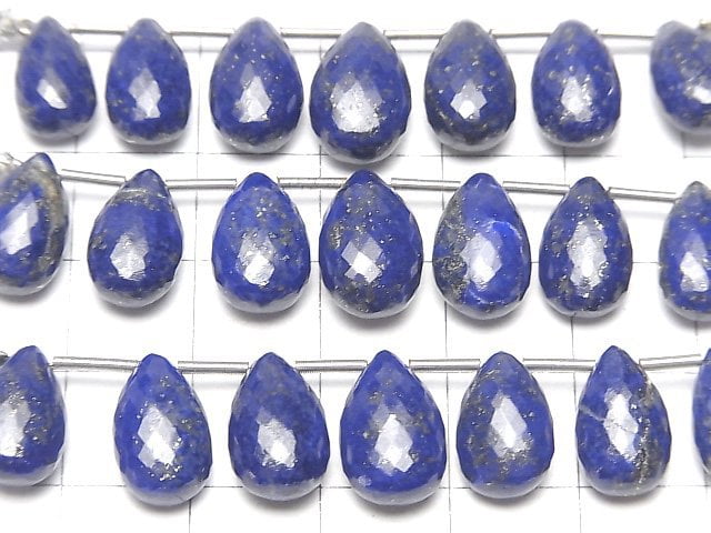 [Video] MicroCut High Quality Lapislazuli AAA Pear shape Faceted Briolette 1strand (6pcs )