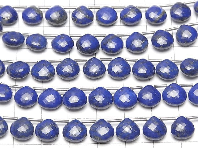 [Video] MicroCut High Quality Lapislazuli AAA- Chestnut Faceted Briolette half or 1strand (8pcs )