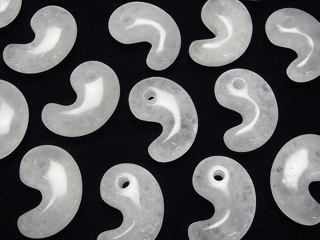 [Video] White Jade Comma Shaped Bead 30x20mm 1pc