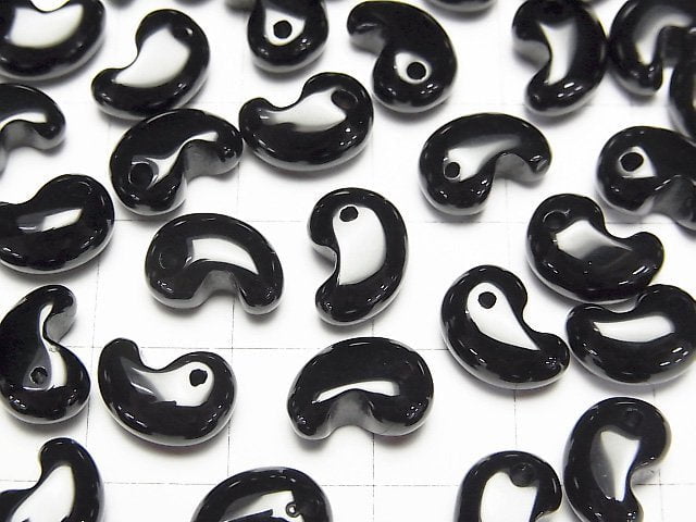 [Video]Onyx Comma Shaped Bead 10x7mm 3pcs