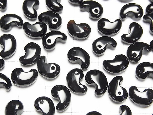 [Video]Onyx Comma Shaped Bead 10x7mm 3pcs