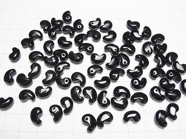 [Video]Onyx Comma Shaped Bead 10x7mm 3pcs