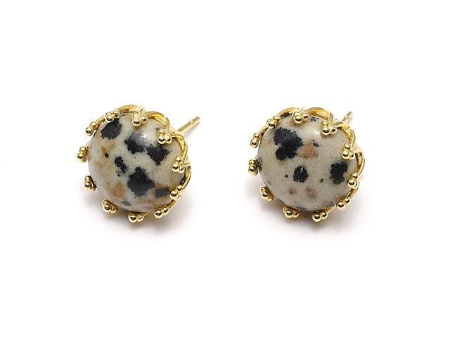 [Video] Silver925 Crown Earstuds Earrings Frame & Catch for Cabochon [4mm][5mm][6mm][8mm][10mm] 18KGP 1 pair (2 pieces)