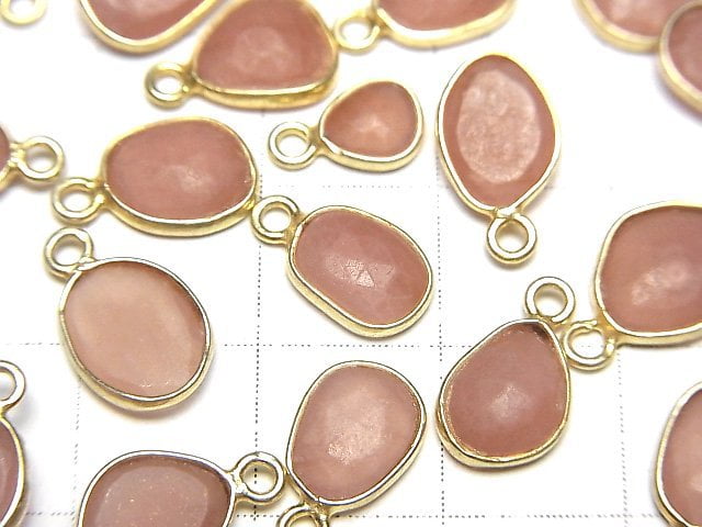 [Video]Rhodochrosite AA Bezel Setting Free Form Rose Cut [One Side] [S Size] 18KGP 3pcs