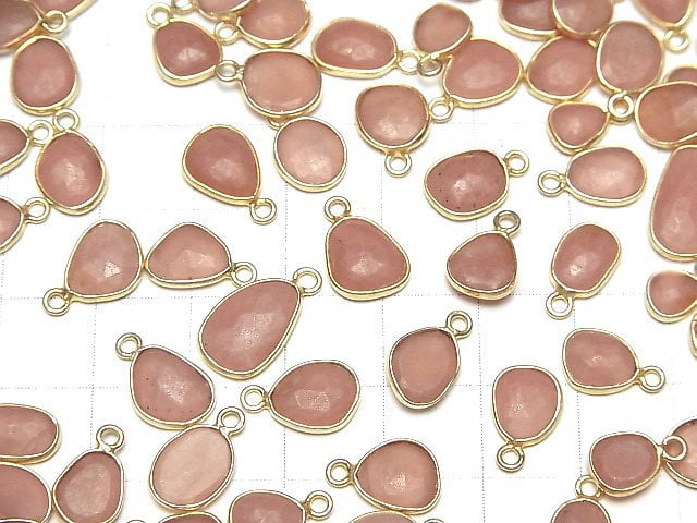 [Video]Rhodochrosite AA Bezel Setting Free Form Rose Cut [One Side] [S Size] 18KGP 3pcs