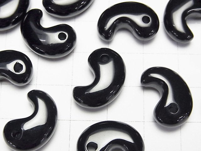 [Video]Onyx Comma Shaped Bead 18x12mm 3pcs