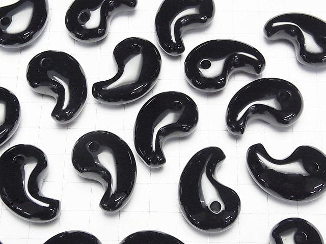 [Video] Onyx Comma Shaped Bead 30x20mm 1pc