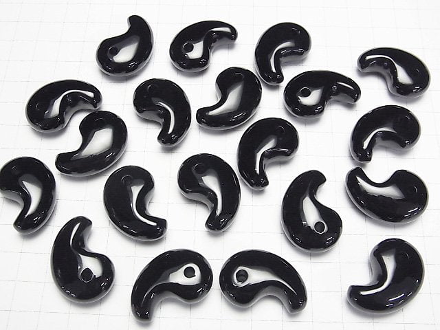 [Video] Onyx Comma Shaped Bead 30x20mm 1pc