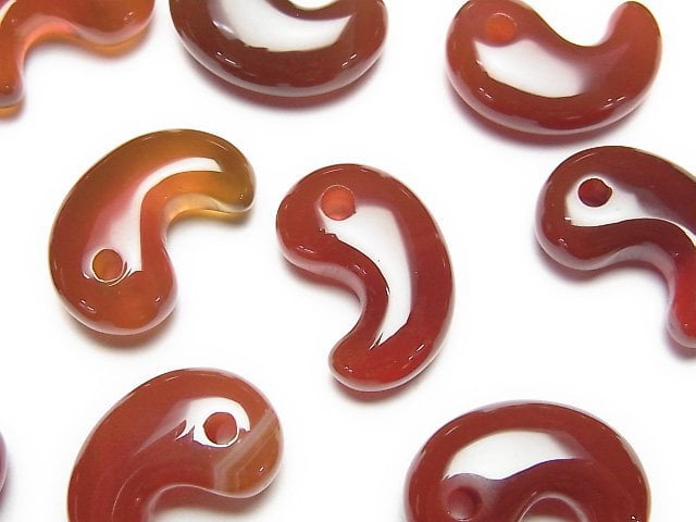 [Video] Red Agate AAA Comma Shaped Bead 18x12mm 3pcs