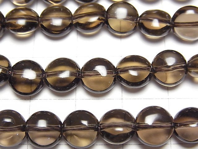 [Video]Smoky Quartz AAA Coin 8x8x5mm half or 1strand beads (aprx.15inch/37cm)