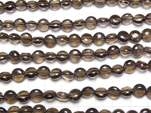 [Video]Smoky Quartz AAA Coin 8x8x5mm half or 1strand beads (aprx.15inch/37cm)