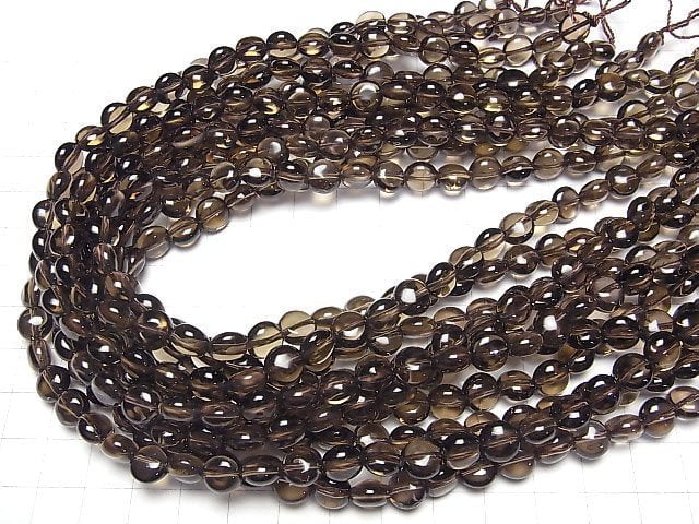 [Video]Smoky Quartz AAA Coin 8x8x5mm half or 1strand beads (aprx.15inch/37cm)