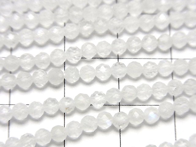 [Video]High Quality! Rainbow Moonstone AA++ Faceted Round 3mm 1strand beads (aprx.12inch/30cm)