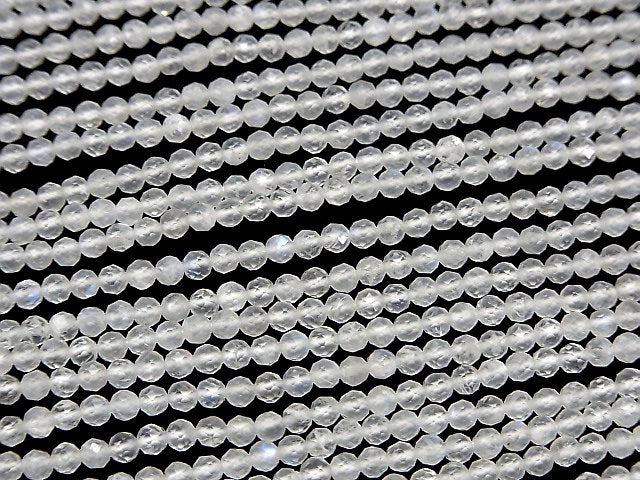 [Video]High Quality! Rainbow Moonstone AA++ Faceted Round 3mm 1strand beads (aprx.12inch/30cm)