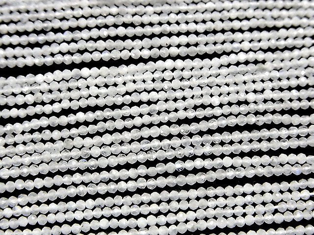 [Video] High Quality! Rainbow Moonstone AA+ Faceted Round 2mm 1strand beads (aprx.13inch/31cm)