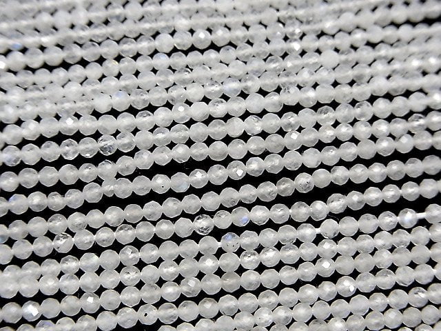 [Video] High Quality! Rainbow Moonstone AA+ Faceted Round 2.5mm 1strand beads (aprx.13inch/31cm)