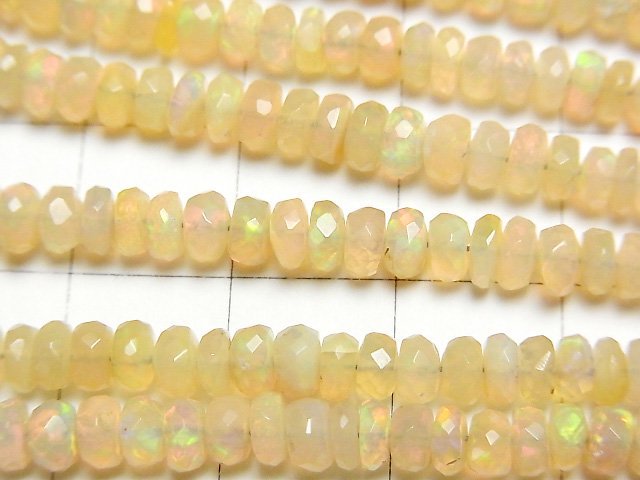 [Video]High Quality Ethiopian Opal AAA- Faceted Button Rondelle half or 1strand beads (aprx.16inch/40cm)