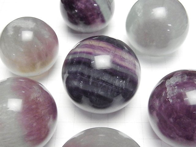 [Video] Purple Green Fluorite AAA-Sphere, Round [M][L] 1pc