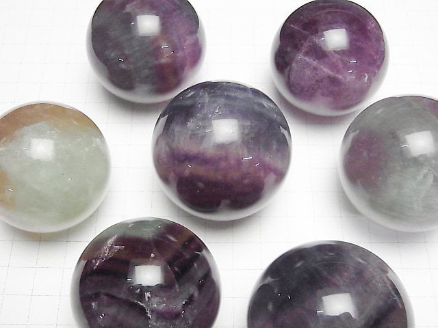 [Video] Purple Green Fluorite AAA-Sphere, Round [M][L] 1pc