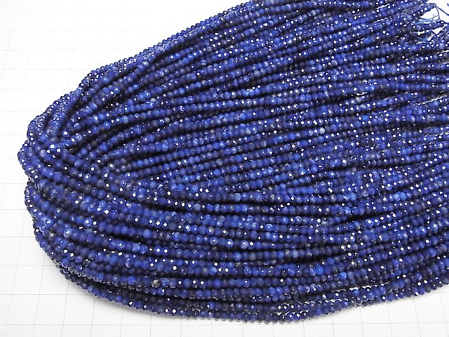 [Video] High Quality! Lapislazuli AAA- Faceted Button Roundel 3x3x2mm 1strand beads (aprx.15inch/37cm)