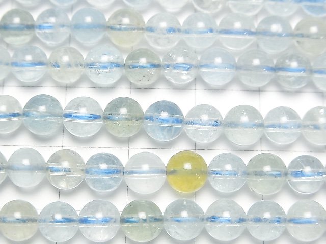 [Video] Multi color Aquamarine AAA- Round 6mm half or 1strand beads (aprx.15inch/38cm)