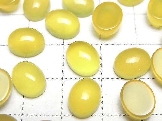 [Video] Yellow Chalcedony AAA Oval Cabochon 10x8mm 5pcs