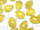 [Video] Yellow Chalcedony AAA Pear shape Cabochon 14x10mm 3pcs