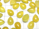 [Video] Yellow Chalcedony AAA Pear shape Cabochon 14x10mm 3pcs