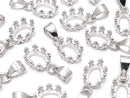 [Video]Silver925 Crown Pendant Frame Oval 6x4mm Rhodium Plated 1pc