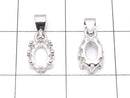 [Video]Silver925 Crown Pendant Frame Oval 6x4mm Rhodium Plated 1pc