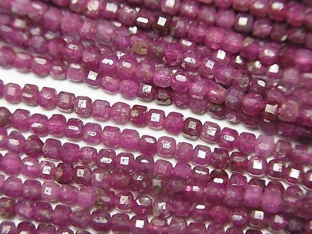 [Video] High Quality! Ruby AA+ Cube Shape 2x2x2mm 1strand beads (aprx.15inch/37cm)