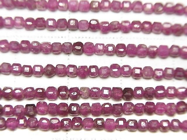 [Video] High Quality! Ruby AA+ Cube Shape 2x2x2mm 1strand beads (aprx.15inch/37cm)