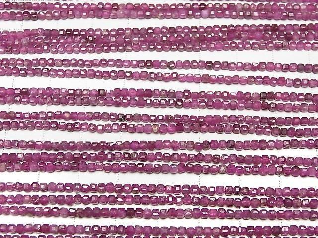 [Video] High Quality! Ruby AA+ Cube Shape 2x2x2mm 1strand beads (aprx.15inch/37cm)