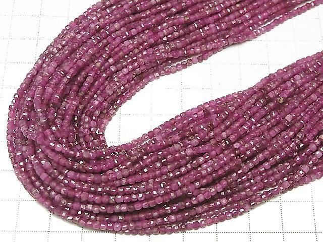[Video] High Quality! Ruby AA+ Cube Shape 2x2x2mm 1strand beads (aprx.15inch/37cm)
