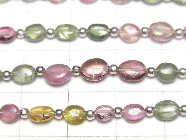 [Video]High Quality Multicolor Tourmaline AAA- Oval 1strand beads (aprx.6inch/16cm)