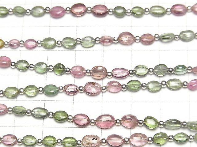 [Video]High Quality Multicolor Tourmaline AAA- Oval 1strand beads (aprx.6inch/16cm)