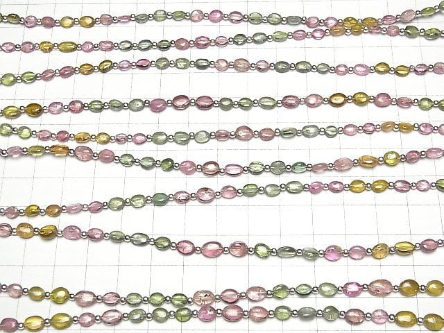 [Video]High Quality Multicolor Tourmaline AAA- Oval 1strand beads (aprx.6inch/16cm)