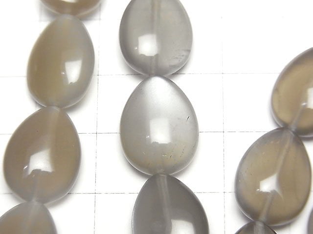 [Video] Gray Moonstone AAA- Vertical Hole Pear shape (Smooth) 16x12mm half or 1strand beads (aprx.15inch/36cm)