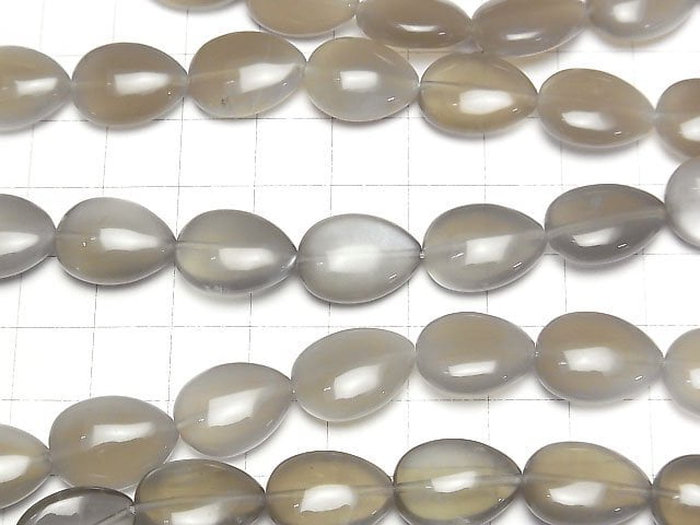 [Video] Gray Moonstone AAA- Vertical Hole Pear shape (Smooth) 16x12mm half or 1strand beads (aprx.15inch/36cm)