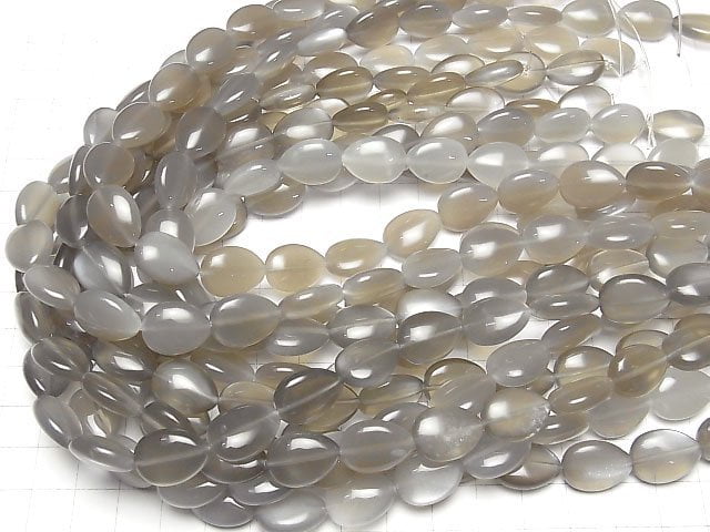 [Video] Gray Moonstone AAA- Vertical Hole Pear shape (Smooth) 16x12mm half or 1strand beads (aprx.15inch/36cm)