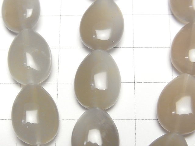 [Video] Light Gray Moonstone AAA- Vertical Hole Pear shape (Smooth) 16x12mm half or 1strand beads (aprx.15inch/36cm)