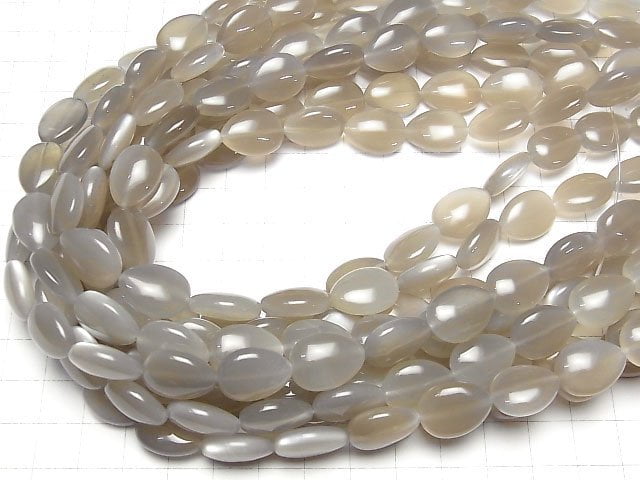 [Video] Light Gray Moonstone AAA- Vertical Hole Pear shape (Smooth) 16x12mm half or 1strand beads (aprx.15inch/36cm)